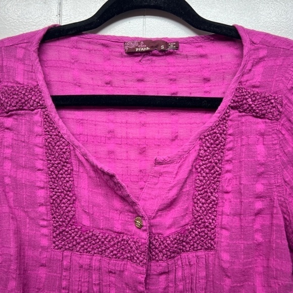 Prana Button Front Short Sleeve Pink Shirt Women's Size Small Lightweight - Picture 3 of 9